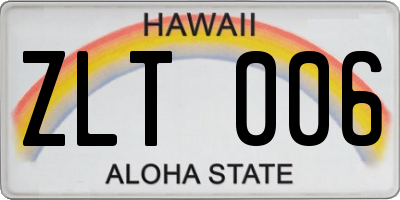 HI license plate ZLT006