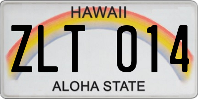HI license plate ZLT014