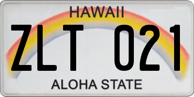 HI license plate ZLT021