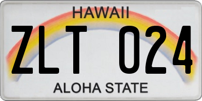 HI license plate ZLT024