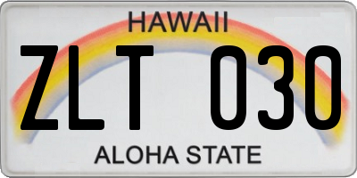 HI license plate ZLT030