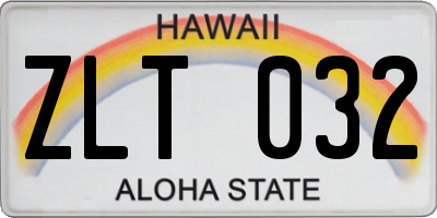 HI license plate ZLT032