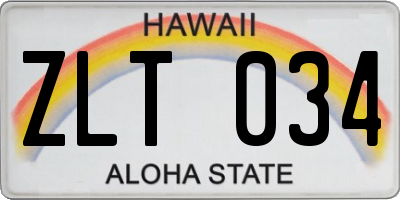 HI license plate ZLT034