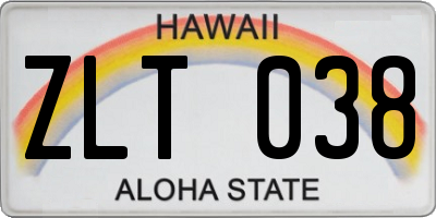 HI license plate ZLT038