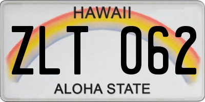 HI license plate ZLT062