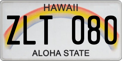 HI license plate ZLT080