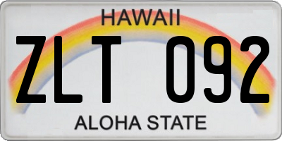 HI license plate ZLT092
