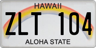 HI license plate ZLT104