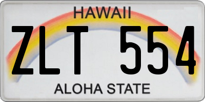 HI license plate ZLT554