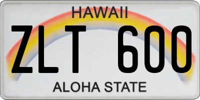 HI license plate ZLT600