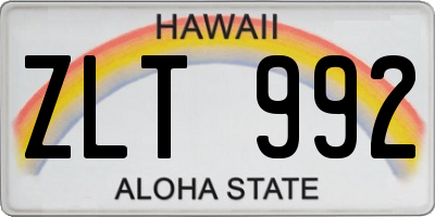 HI license plate ZLT992
