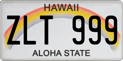 HI license plate ZLT999