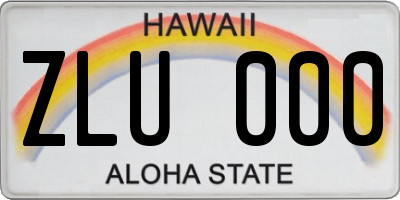 HI license plate ZLU000