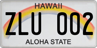 HI license plate ZLU002