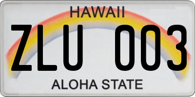 HI license plate ZLU003