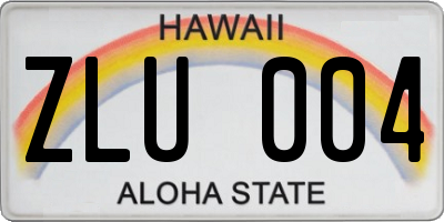 HI license plate ZLU004