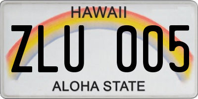 HI license plate ZLU005