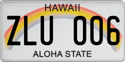 HI license plate ZLU006