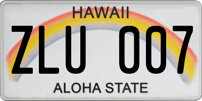 HI license plate ZLU007