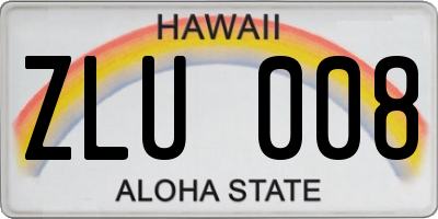 HI license plate ZLU008