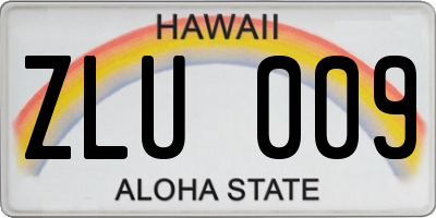 HI license plate ZLU009