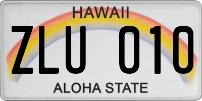 HI license plate ZLU010