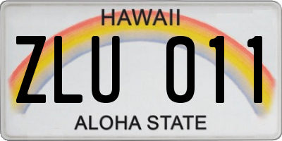 HI license plate ZLU011