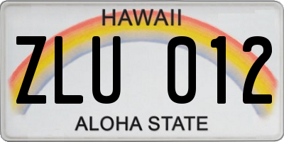 HI license plate ZLU012