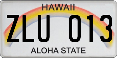 HI license plate ZLU013
