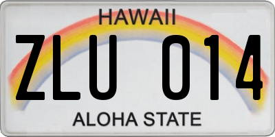 HI license plate ZLU014