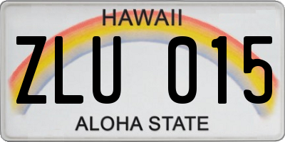 HI license plate ZLU015
