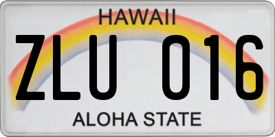 HI license plate ZLU016