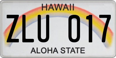 HI license plate ZLU017
