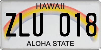 HI license plate ZLU018