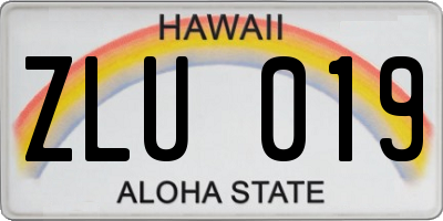HI license plate ZLU019