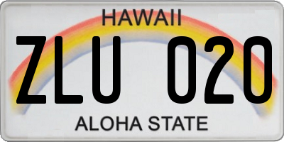 HI license plate ZLU020