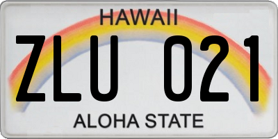 HI license plate ZLU021