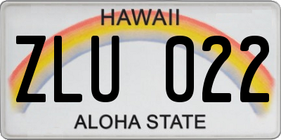 HI license plate ZLU022