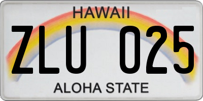 HI license plate ZLU025