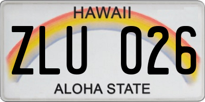 HI license plate ZLU026