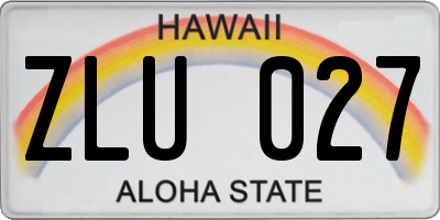 HI license plate ZLU027