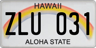 HI license plate ZLU031