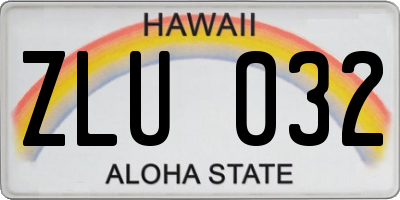 HI license plate ZLU032
