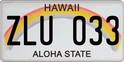 HI license plate ZLU033