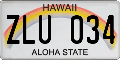 HI license plate ZLU034