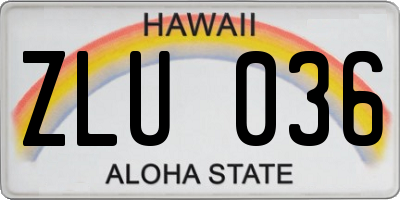 HI license plate ZLU036