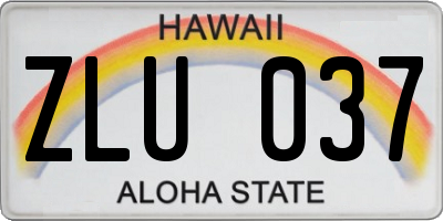 HI license plate ZLU037