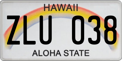 HI license plate ZLU038