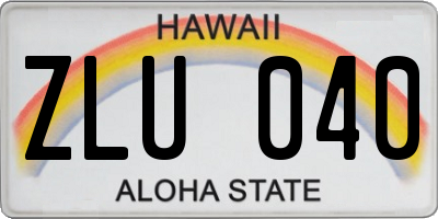HI license plate ZLU040