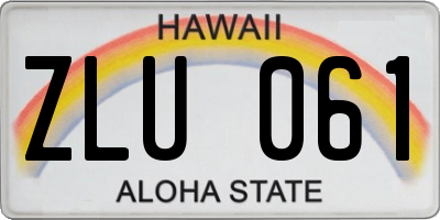 HI license plate ZLU061